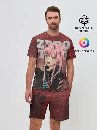 Мужской костюм с шортами / Zero Two в толстовке