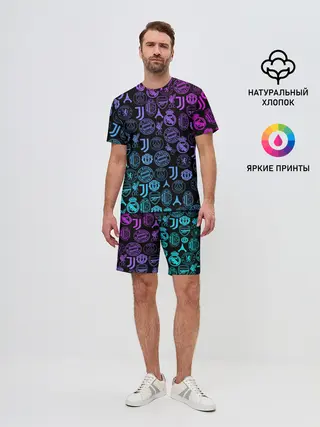 Мужской костюм с шортами / ЛОГО ФУТБОЛЬНЫХ КОМАНД НЕОН