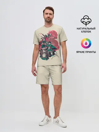 Мужской костюм с шортами / Эрен, Микаса, Армин, Леви и Титан