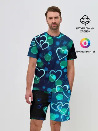 Мужской костюм с шортами / Сердца