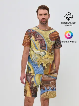 Мужской костюм с шортами / узорчатый дракон