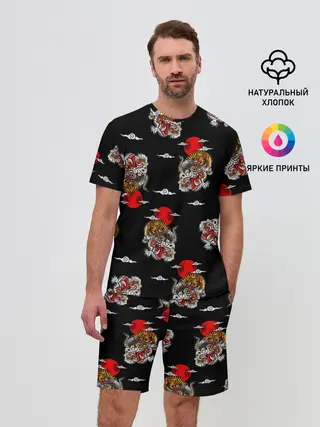 Мужской костюм с шортами / Японский стиль - тигры
