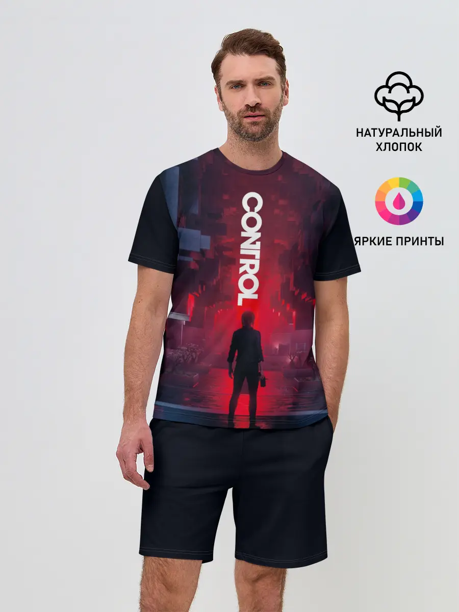 Мужской костюм с шортами / Control лого над Героиней