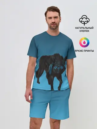 Мужской костюм с шортами / черный дух волка