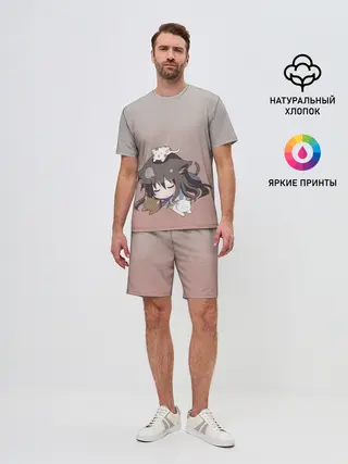 Мужской костюм с шортами / малышка спит ушки котики