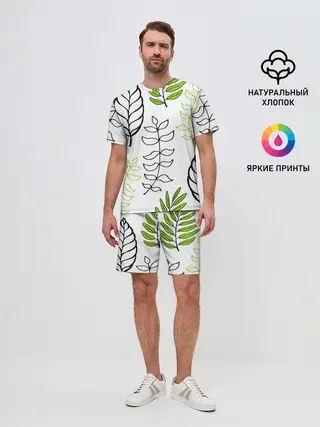 Мужской костюм с шортами / Листья