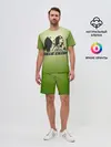 Мужской костюм с шортами / Билли Айлиш на зеленом фоне