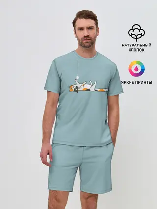 Мужской костюм с шортами / Котик грустит