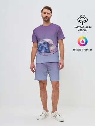 Мужской костюм с шортами / кот звездное небо спит