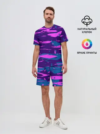 Мужской костюм с шортами / CYBERSTYLE NEON CAMOUFLAGE