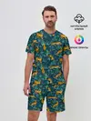 Мужской костюм с шортами / Паттерн из Тигров и Растений