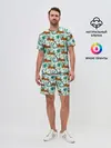 Мужской костюм с шортами / Цветы и Тигр Паттерн