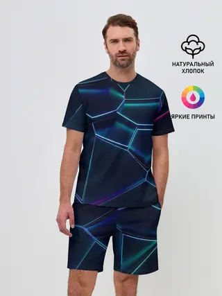 Мужской костюм с шортами / 3D ПЛИТЫ | НЕОНОВЫЕ ПЛИТЫ