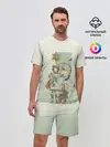 Мужской костюм с шортами / девушка кимоно зима Япония кот