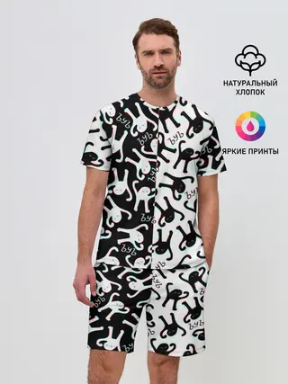 Мужской костюм с шортами / МЕМ КОТ ЪУЪ СЪУКА