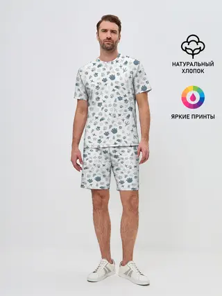 Мужской костюм с шортами / Отпечатки лап животных
