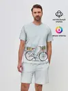 Мужской костюм с шортами / акварельный велосипед