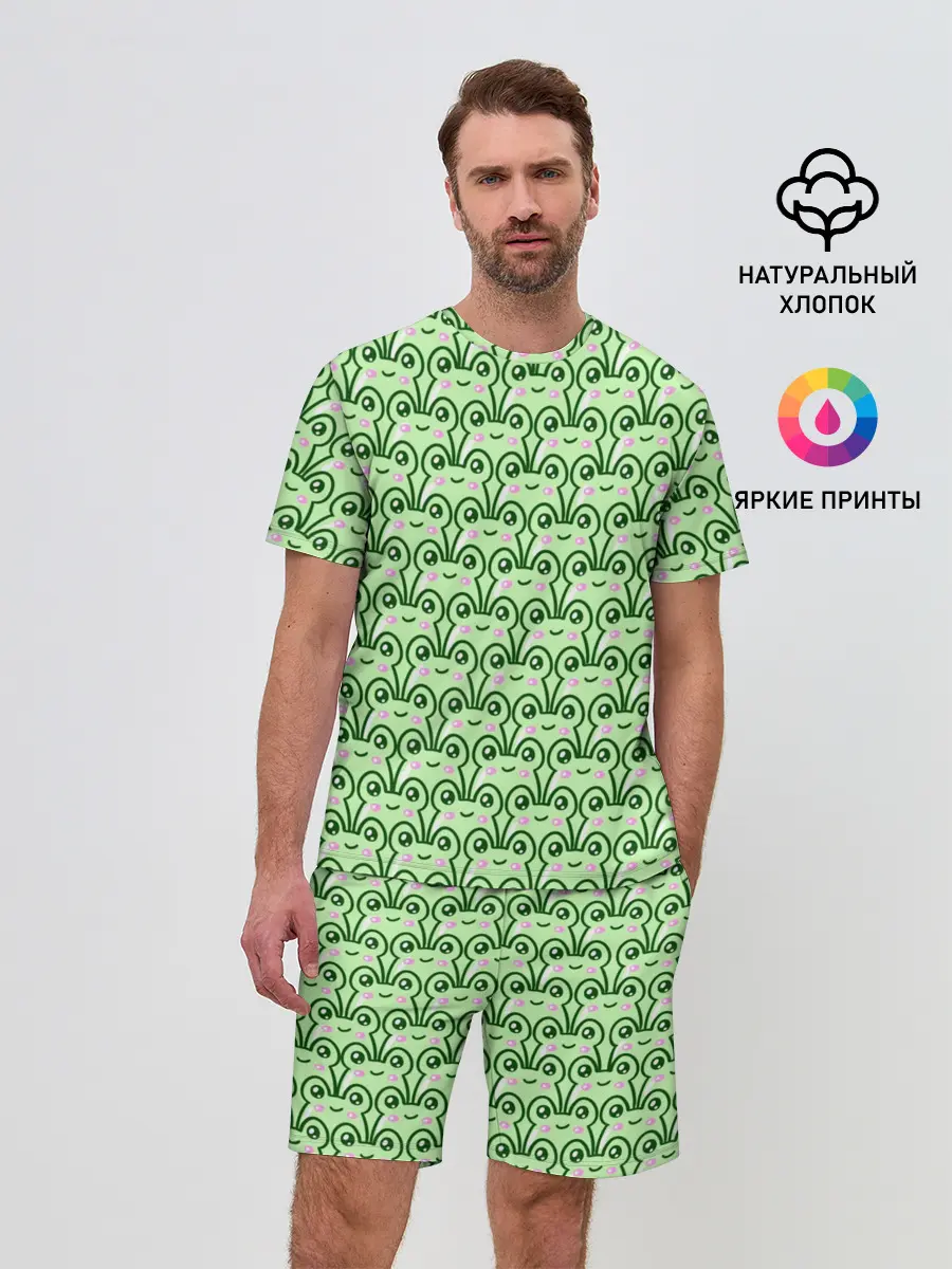 Мужской костюм с шортами / милые лягушки