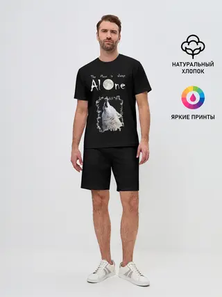 Мужской костюм с шортами / Волк и луна одиночки