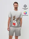 Мужской костюм с шортами / французский бульдог сердечко
