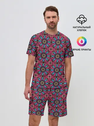 Мужской костюм с шортами / Африканский цветочный узор