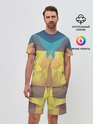 Мужской костюм с шортами / Абстрактная Геометрия