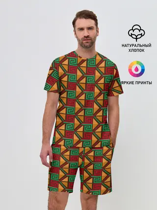 Мужской костюм с шортами / Узор коренных индейцев америки