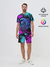 Мужской костюм с шортами / Неоновый череп