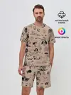 Мужской костюм с шортами / принт в стиле тату