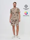 Мужской костюм с шортами / принт в стиле тату