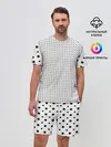 Мужской костюм с шортами / Точки черные на белом