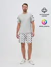 Мужской костюм с шортами / Точки черные на белом