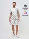 Мужской костюм с шортами / Черно-белый узор в горошек.