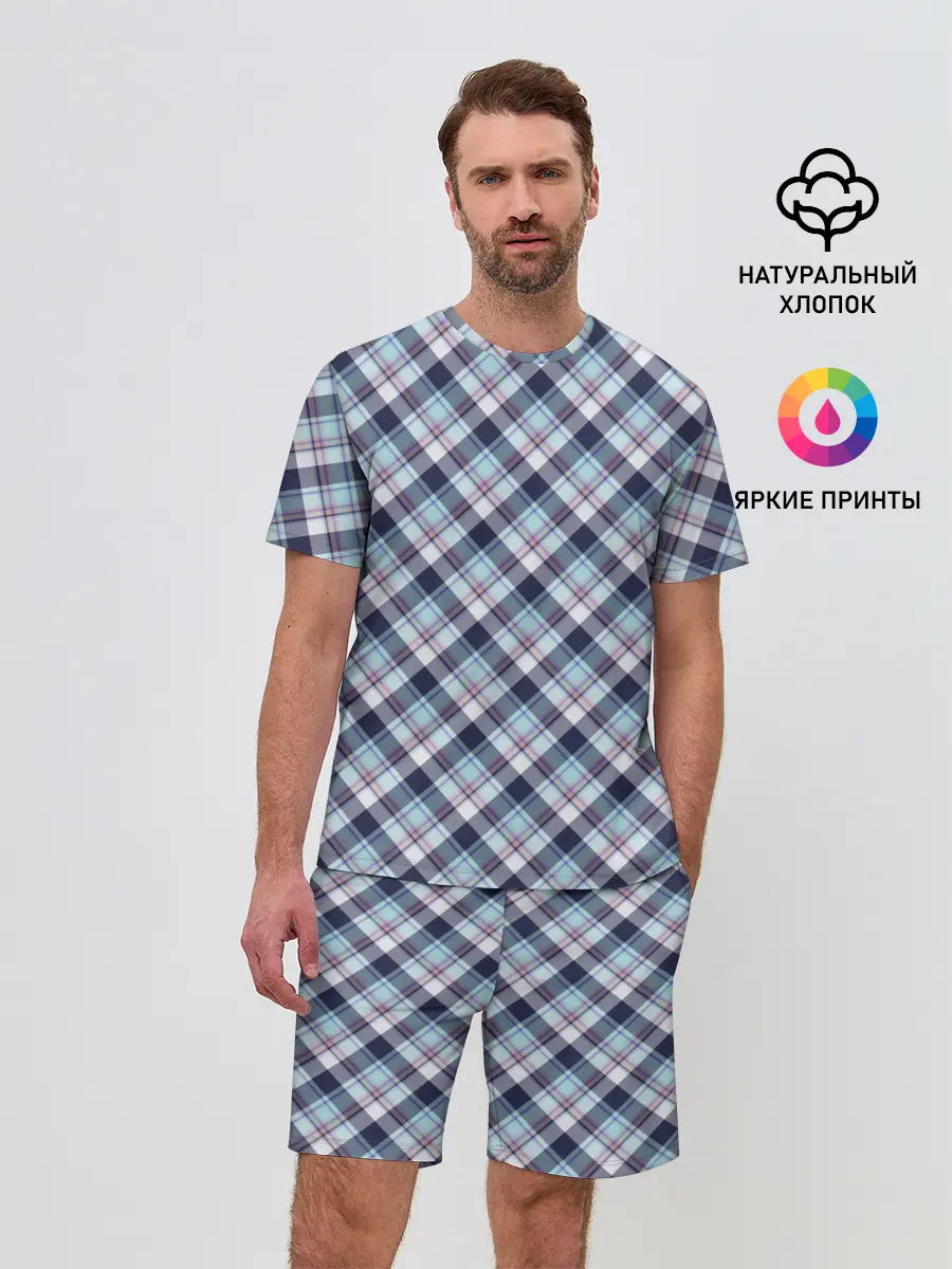Мужской костюм с шортами / Текстура в клетку