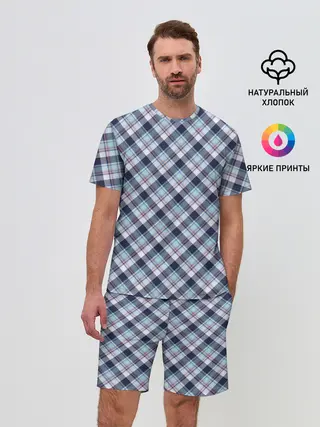 Мужской костюм с шортами / Текстура в клетку
