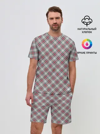 Мужской костюм с шортами / Текстура в клетку