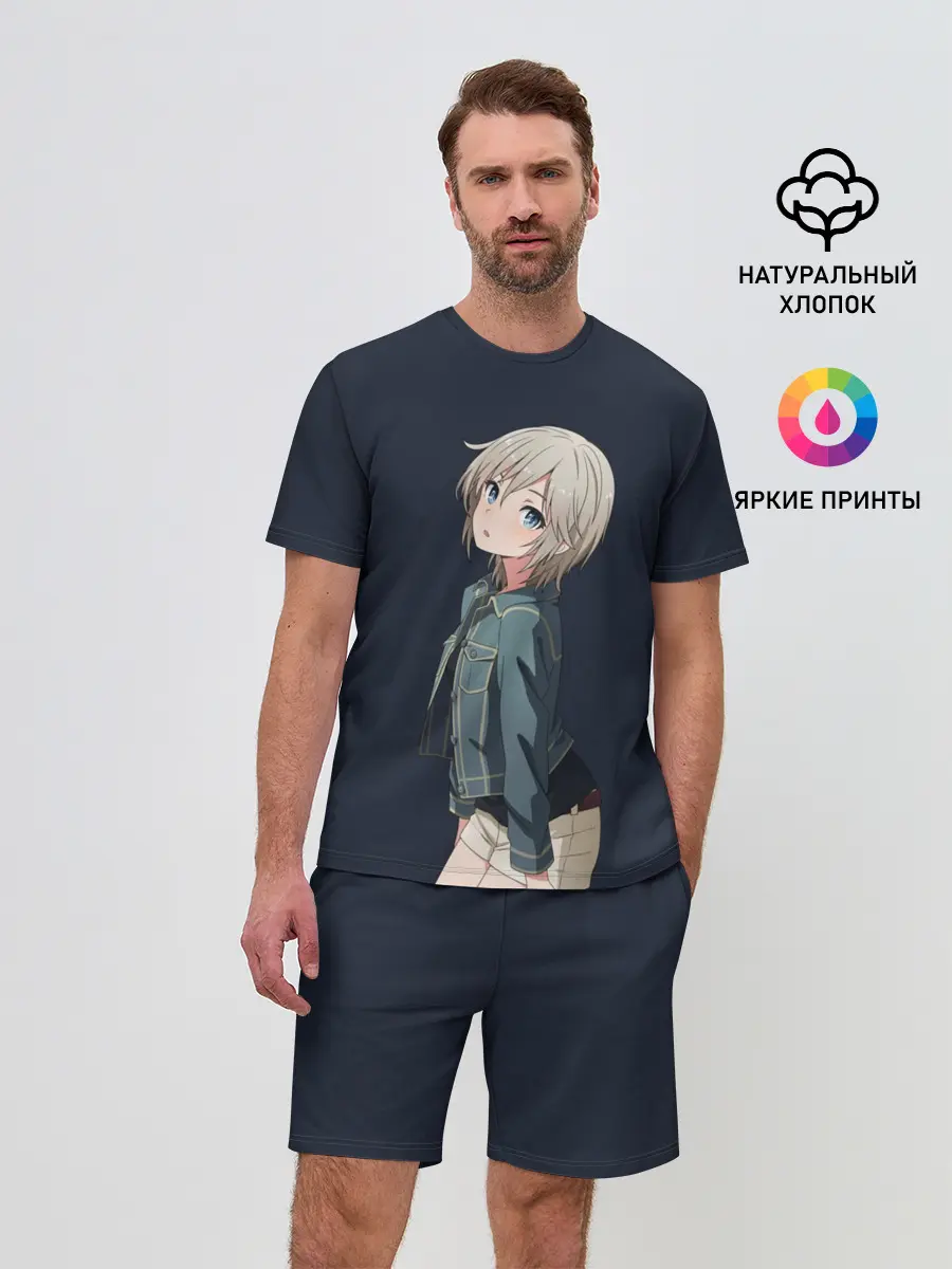 Мужской костюм с шортами / Аниме Тян в джинсовке
