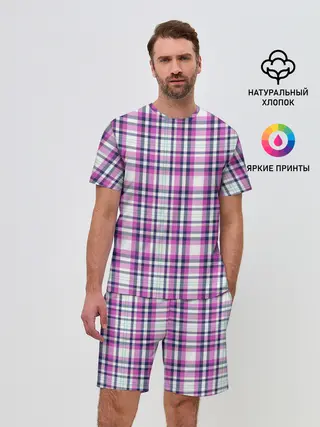 Мужской костюм с шортами / Текстура в клетку
