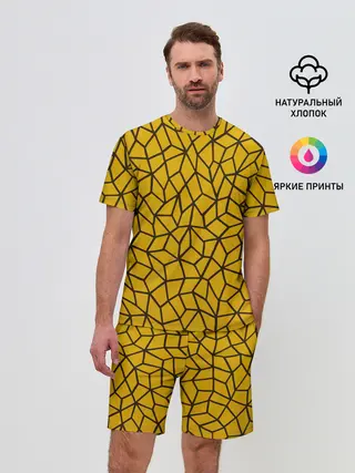Мужской костюм с шортами / Геометрическая текстура