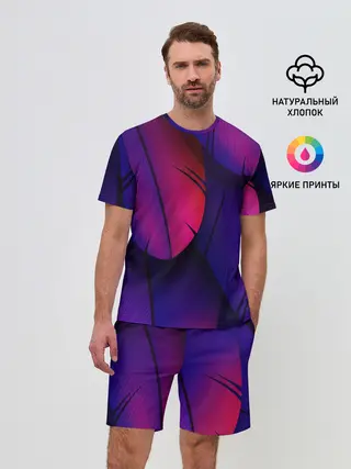 Мужской костюм с шортами / Фиолетовые Перья