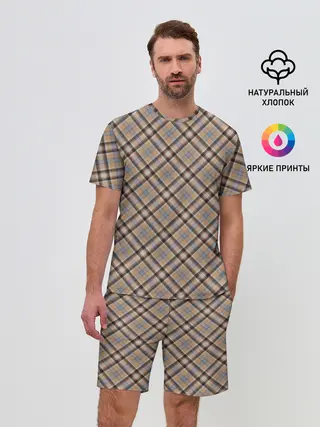 Мужской костюм с шортами / Клеточный узор