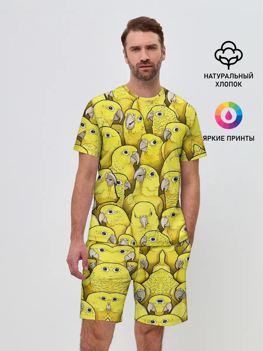 Мужской костюм с шортами / Попугаи