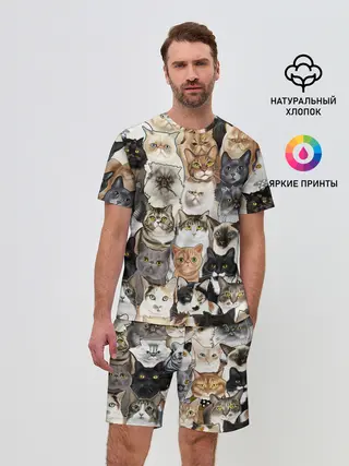 Мужской костюм с шортами / Котики смешные