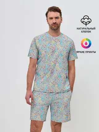 Мужской костюм с шортами / Музыкальные ноты