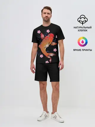 Мужской костюм с шортами / Карп Кои с Цветами