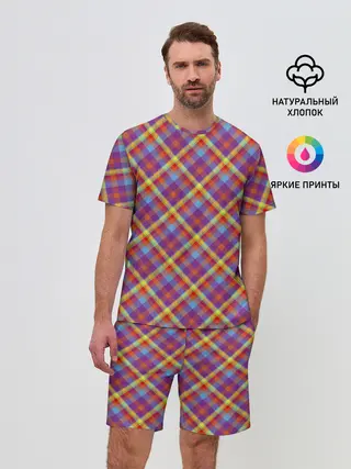 Мужской костюм с шортами / Клеточный узор