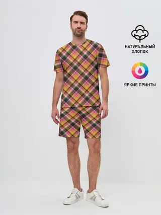 Мужской костюм с шортами / Клеточный узор
