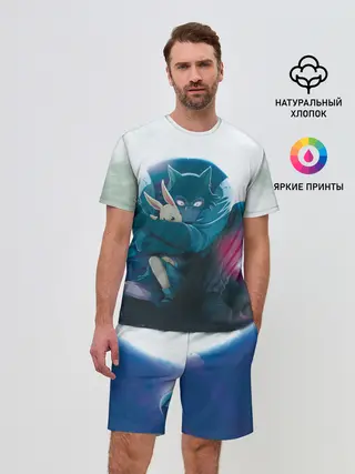 Мужской костюм с шортами / Легоси Хару крупный принт