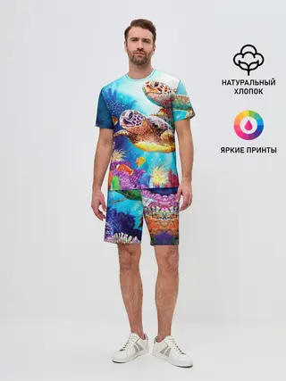 Мужской костюм с шортами / Морские черепахи