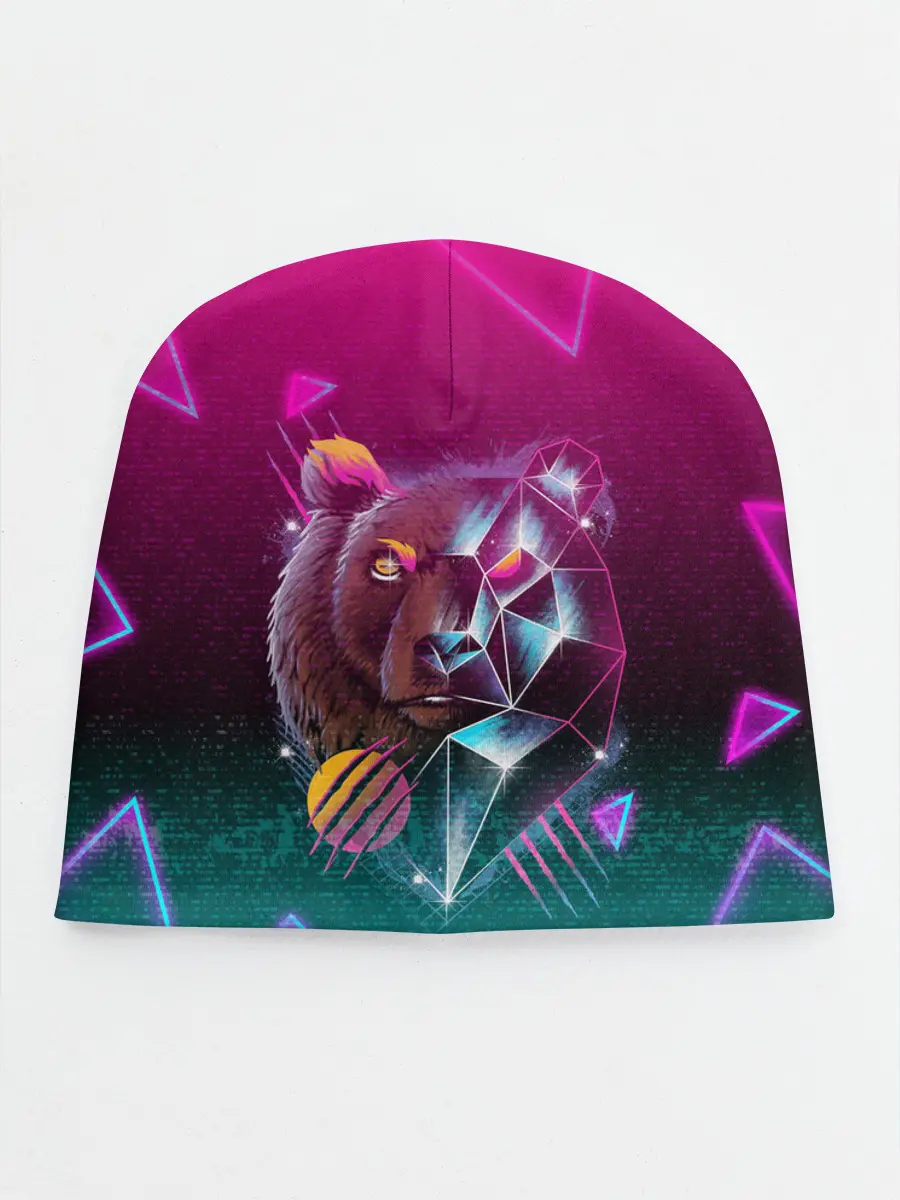 Детская шапка / RETRO CYBER BEAR NEON